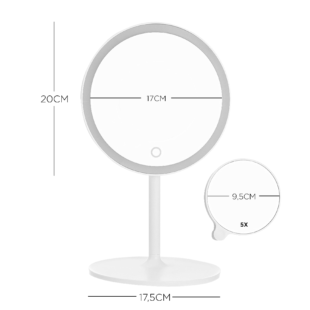 ESPEJO LED 1X + 5X MINI CON PIE CABLE USB | Vista 4